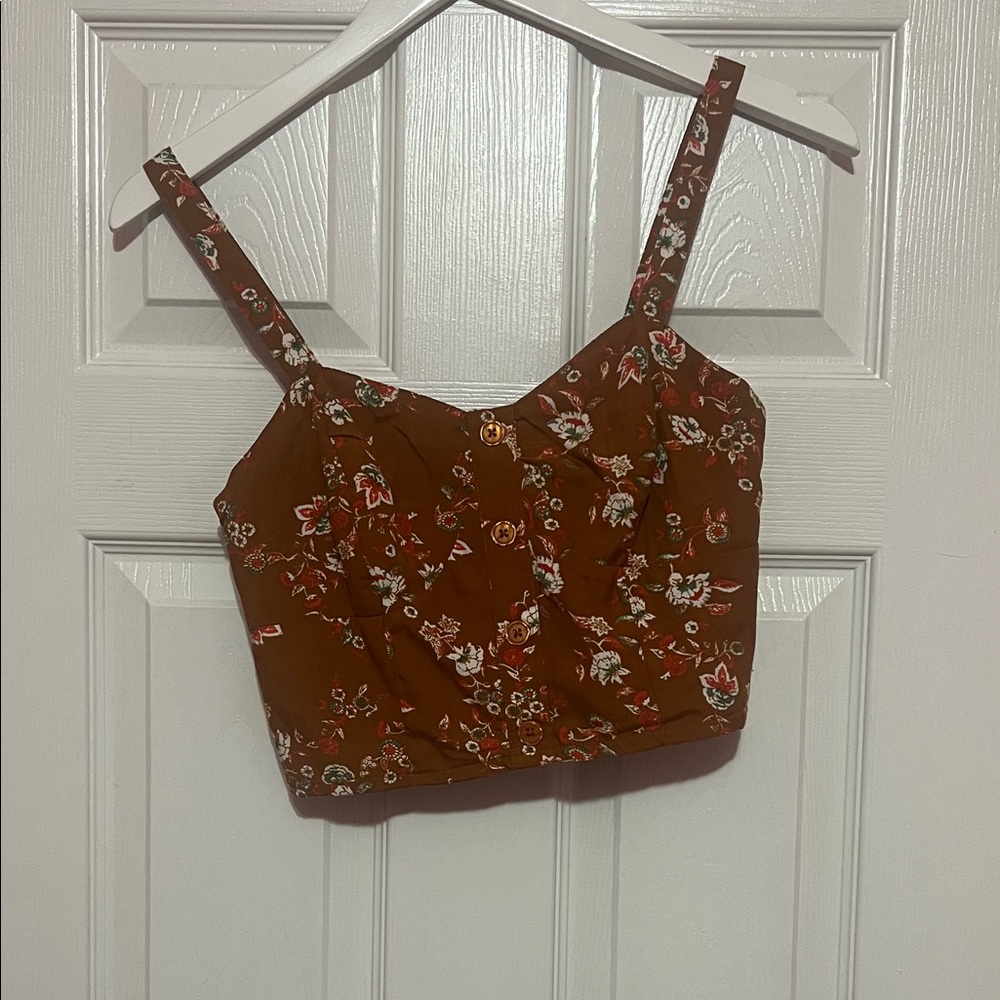 Floral Brown Women's Top and Bottoms Set
